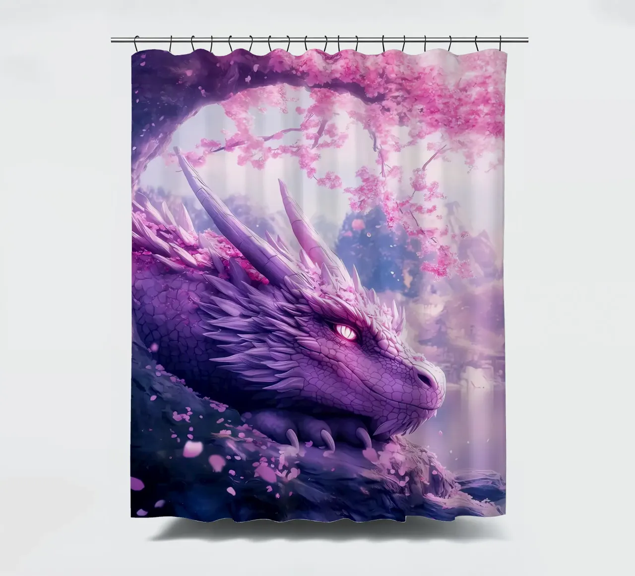 Drago in fiore di ciliegio tenda da doccia da Ginnery