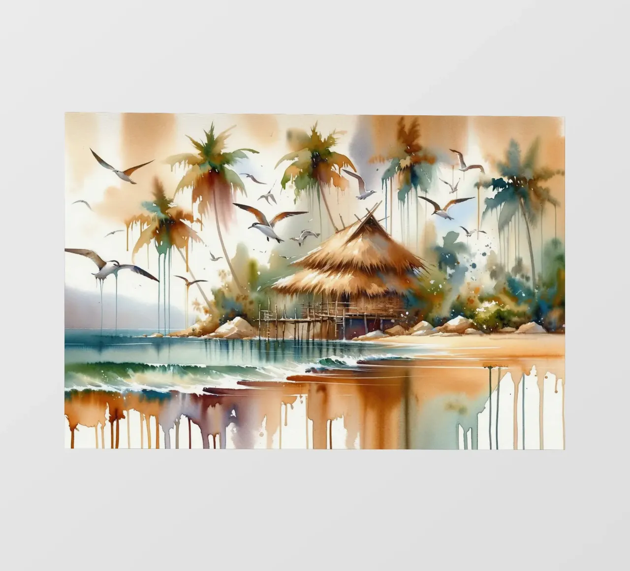 Sérénité des îles en aquarelle abstraite papier peint photo de Chromatic Fusion Studio