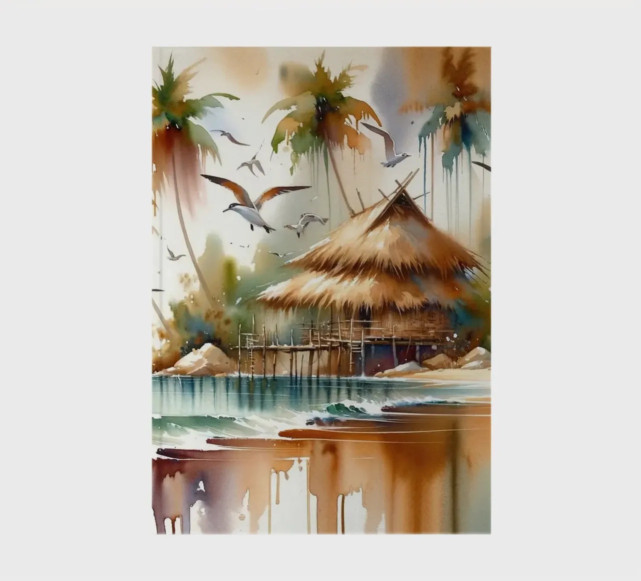 Island Serenity in Abstract Watercolor notebook by Chromatic Fusion Studio
