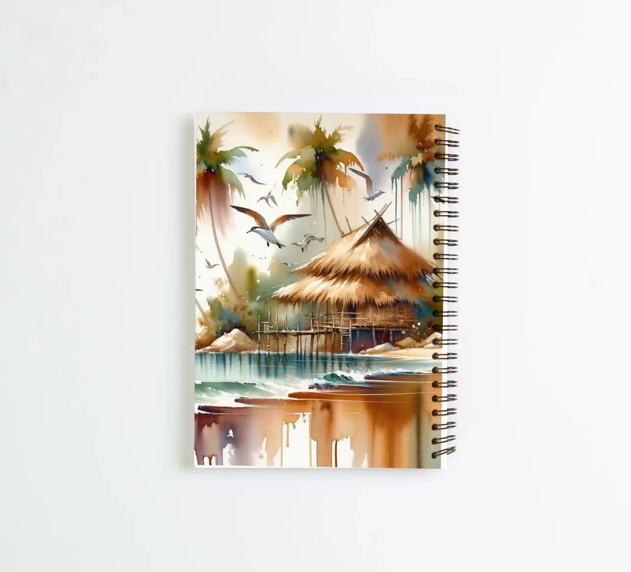 Island Serenity in Abstract Watercolor spiral notebook by Chromatic Fusion Studio