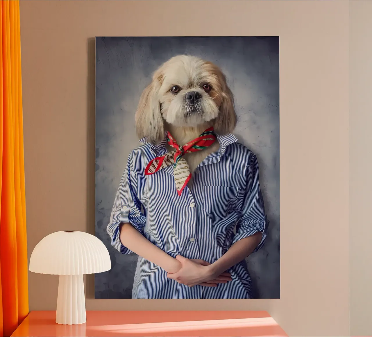 Hond in kleding canvas met Baklijst van Delaplane