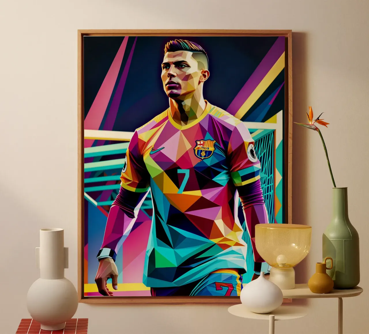 Ronaldo ritratto pop art tela con Cornice a cassetta da BONANZA