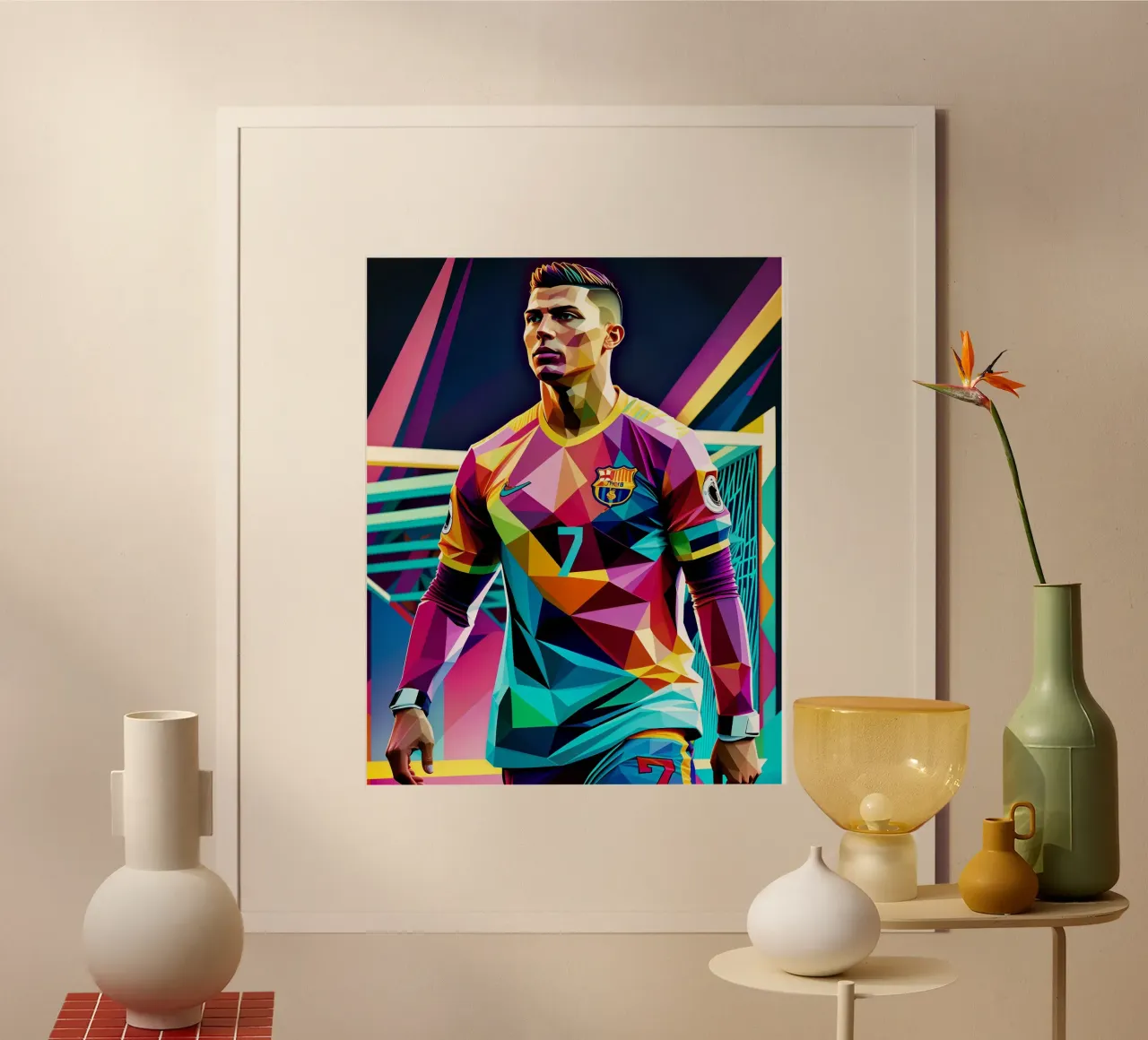 Ronaldo ritratto pop art poster con telaio in plastica da BONANZA
