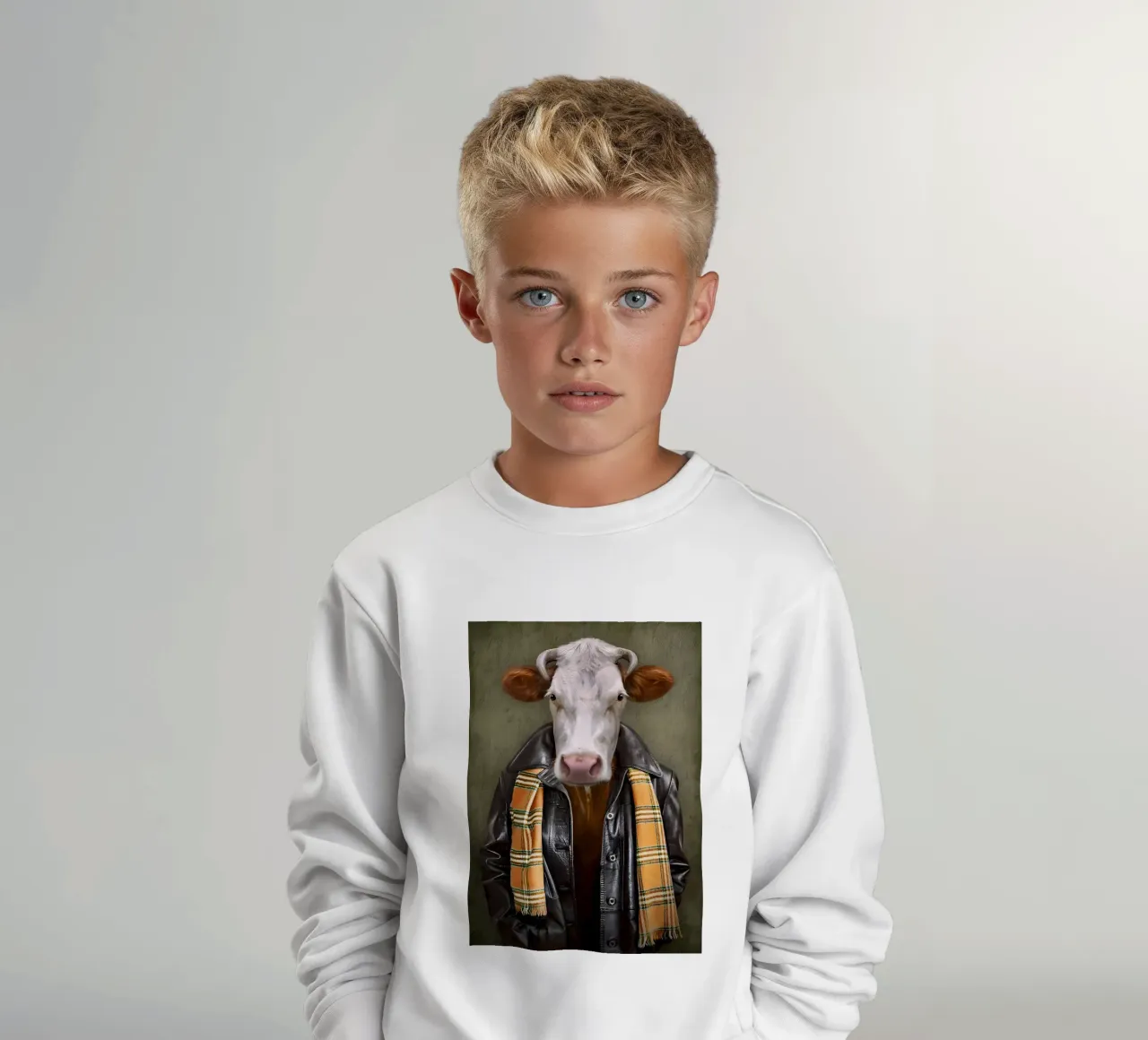 Mucca vestita felpa bambino da Delaplane