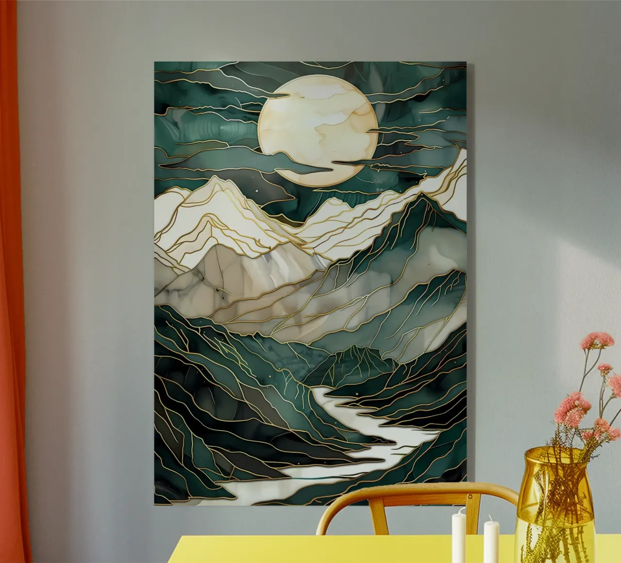 Abstracte bergkunst acryl van Ginnery