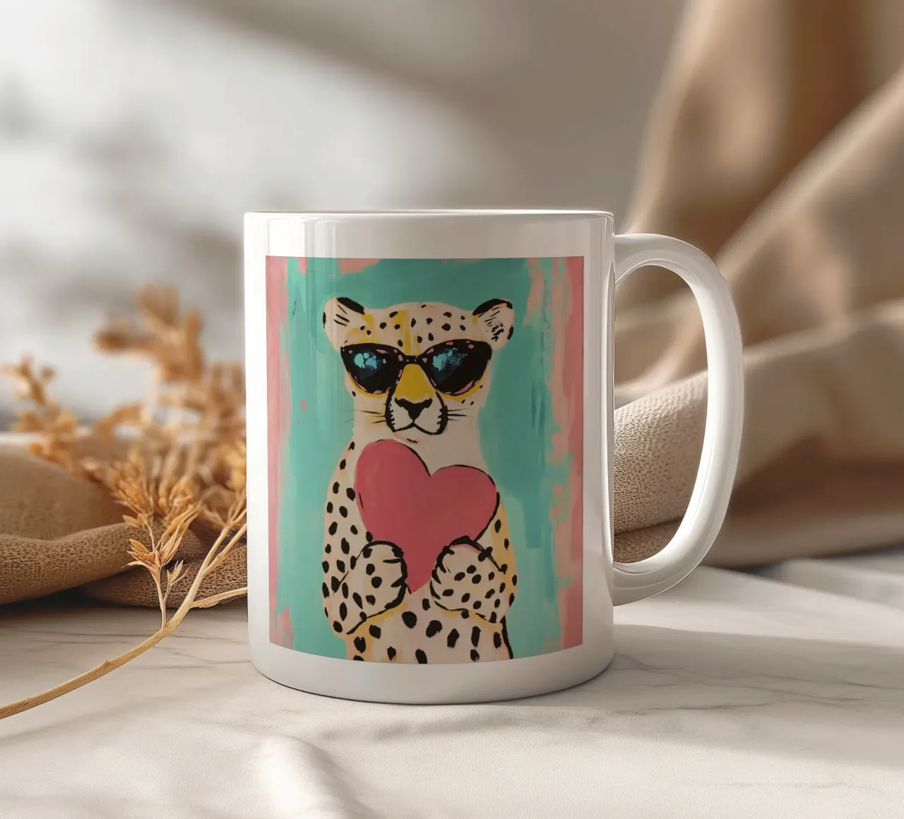 Ghepardo dal cuore amorevole tazza in ceramica da Modern Muse