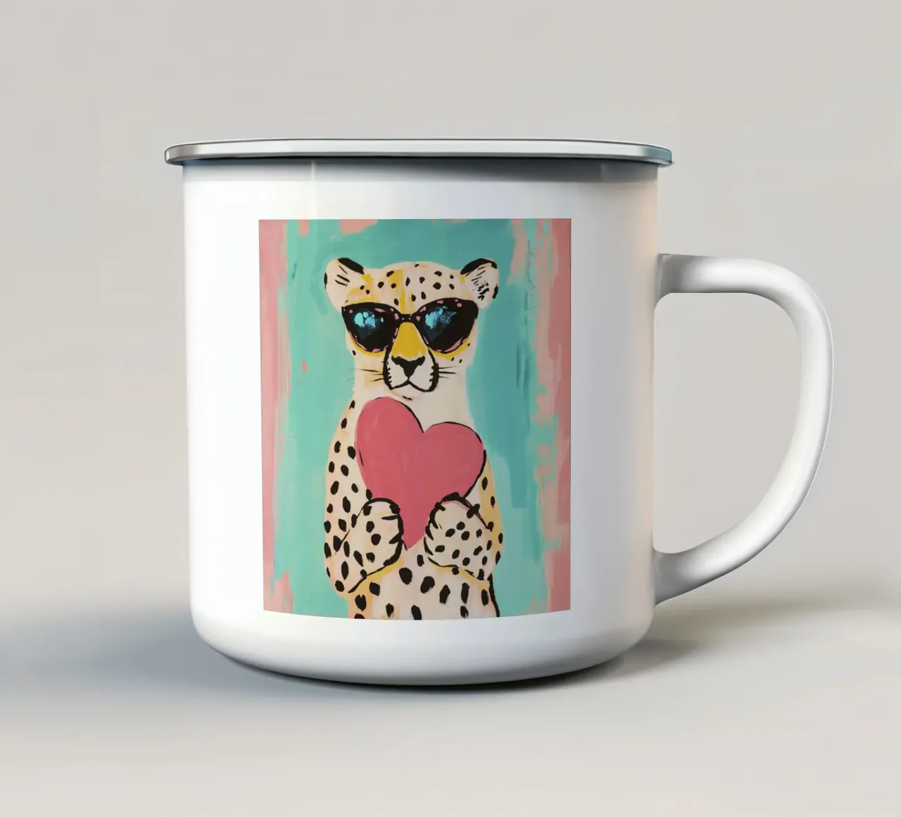 Ghepardo dal cuore amorevole tazza in smalto da Modern Muse