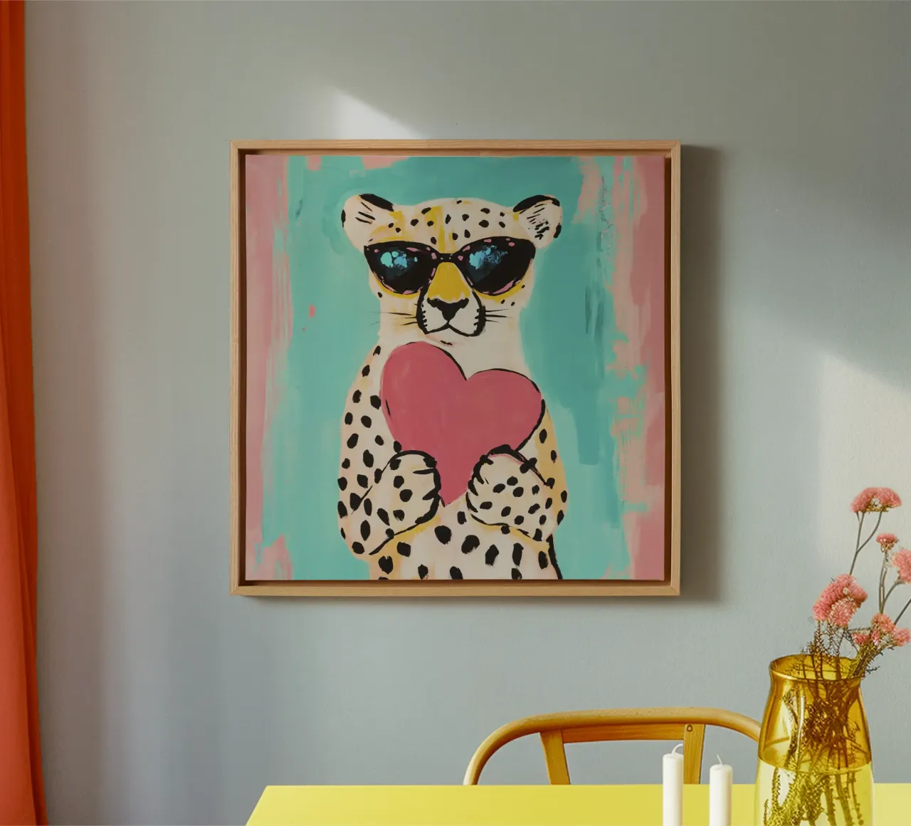 Ghepardo dal cuore amorevole tela con Cornice a cassetta da Modern Muse