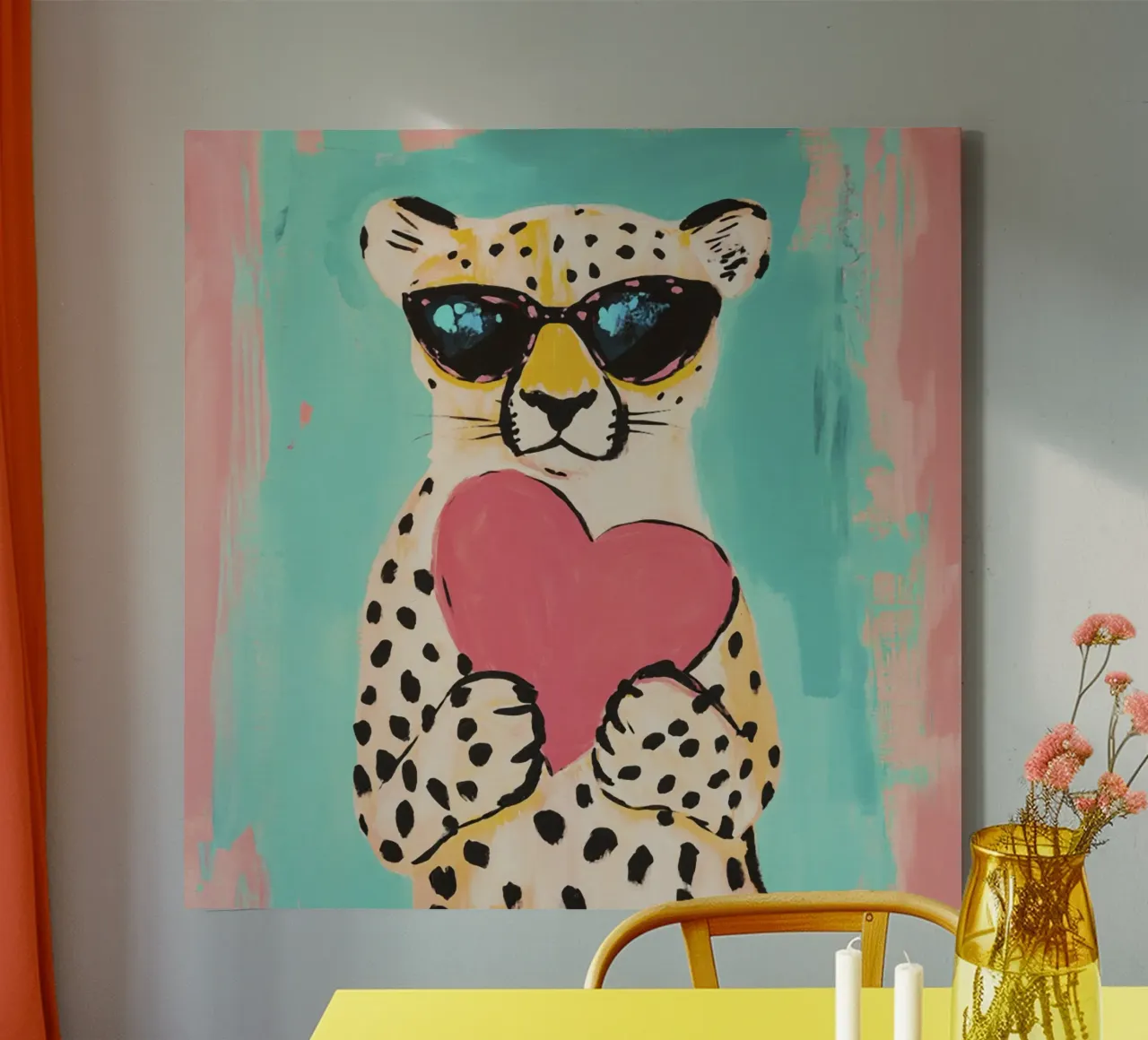 Ghepardo dal cuore amorevole tela con Cornice a cassetta da Modern Muse