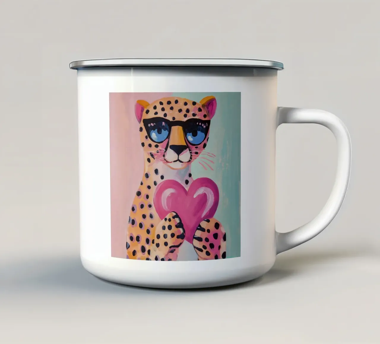 Ghepardo dal cuore amorevole tazza in smalto da Modern Muse