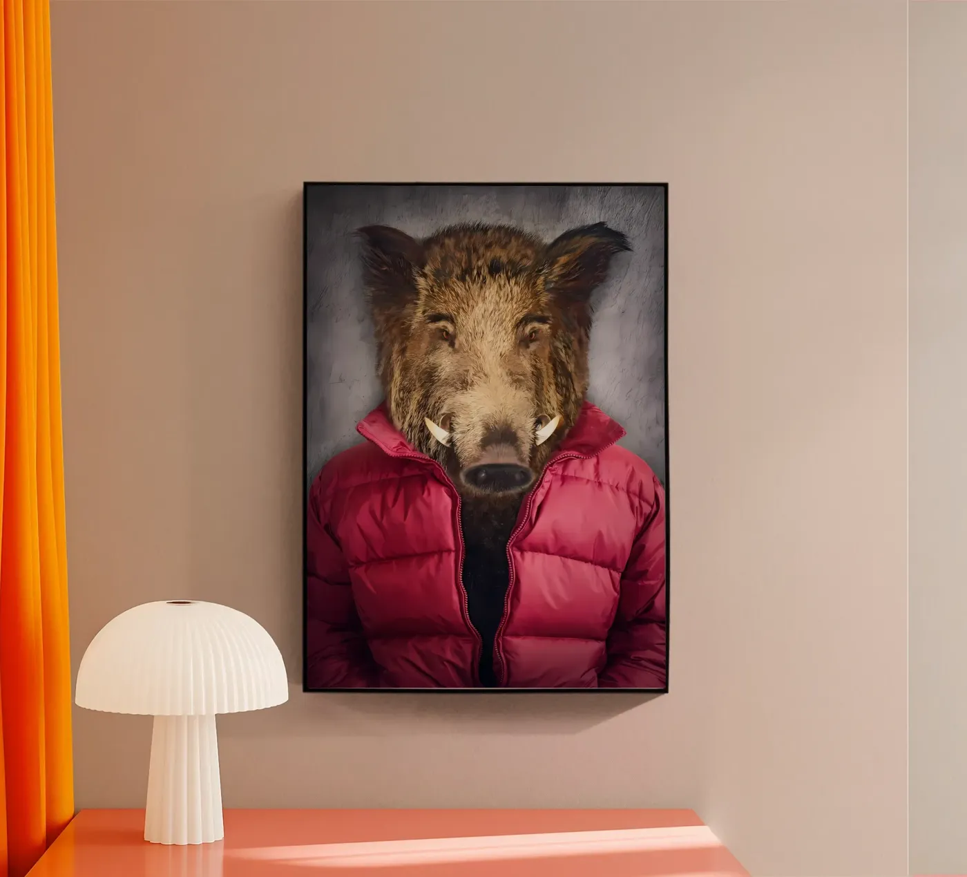 Zwijn in kleding acryl van Delaplane