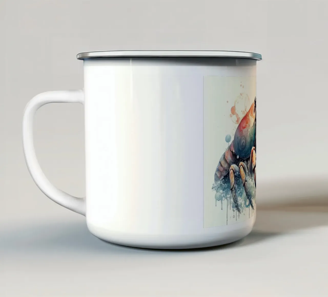 In fuga dall'abbraccio della marea tazza in smalto da Chromatic Fusion Studio