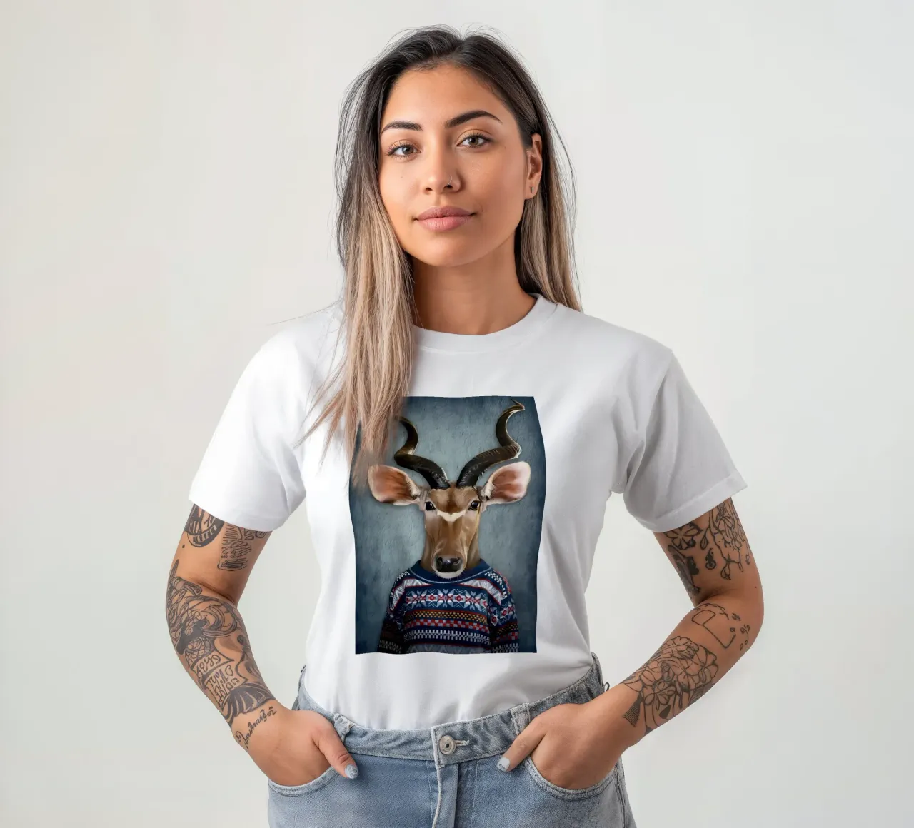 Antelope in clothes t-shirt by Delaplane