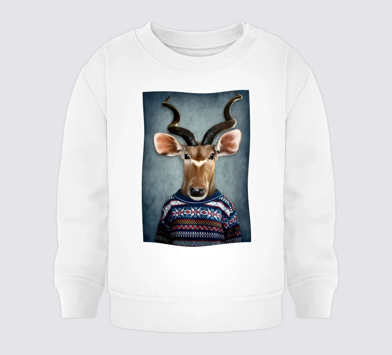 Antelope in clothes baby sweatshirt by Delaplane