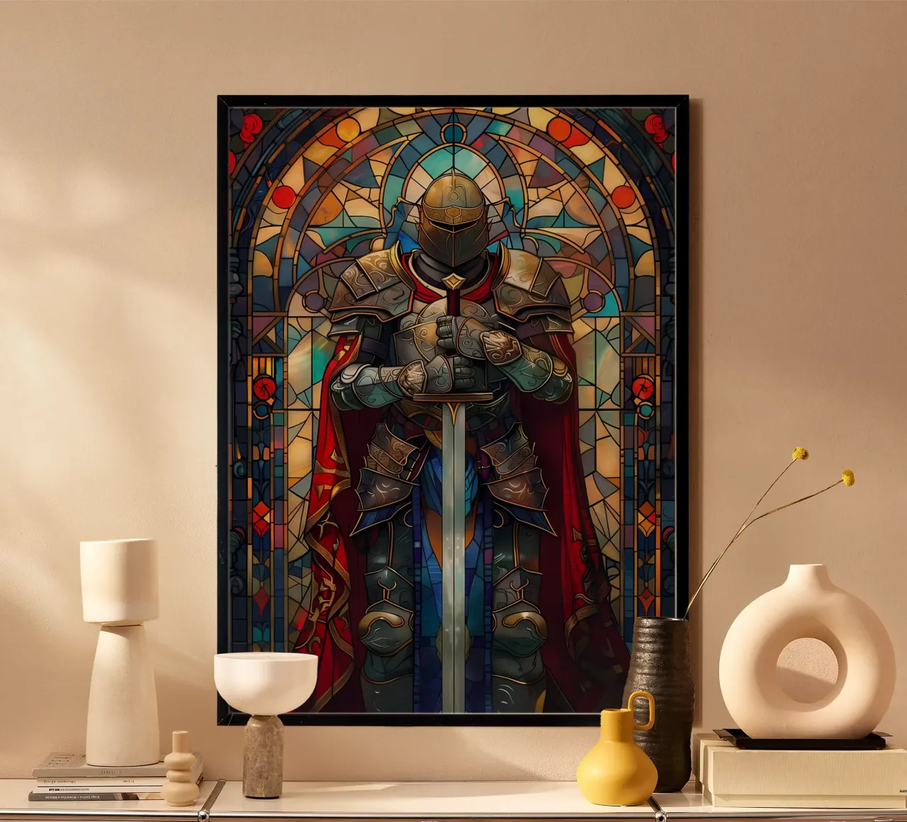 Paladin-Krieger-Glas Poster von Ginnery