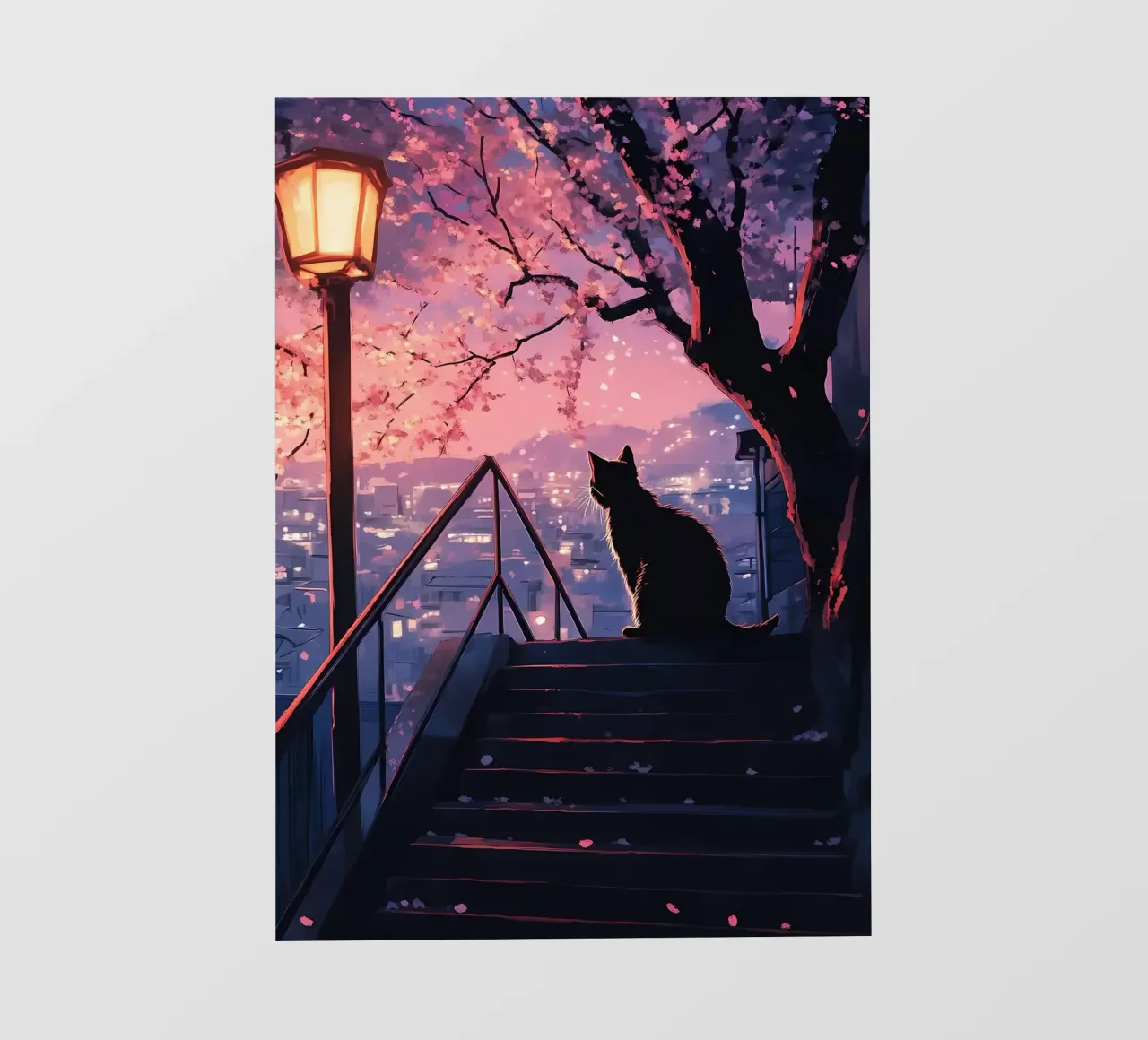 Gatto Albero dei ciliegi in fiore telo in pvc da Ginnery