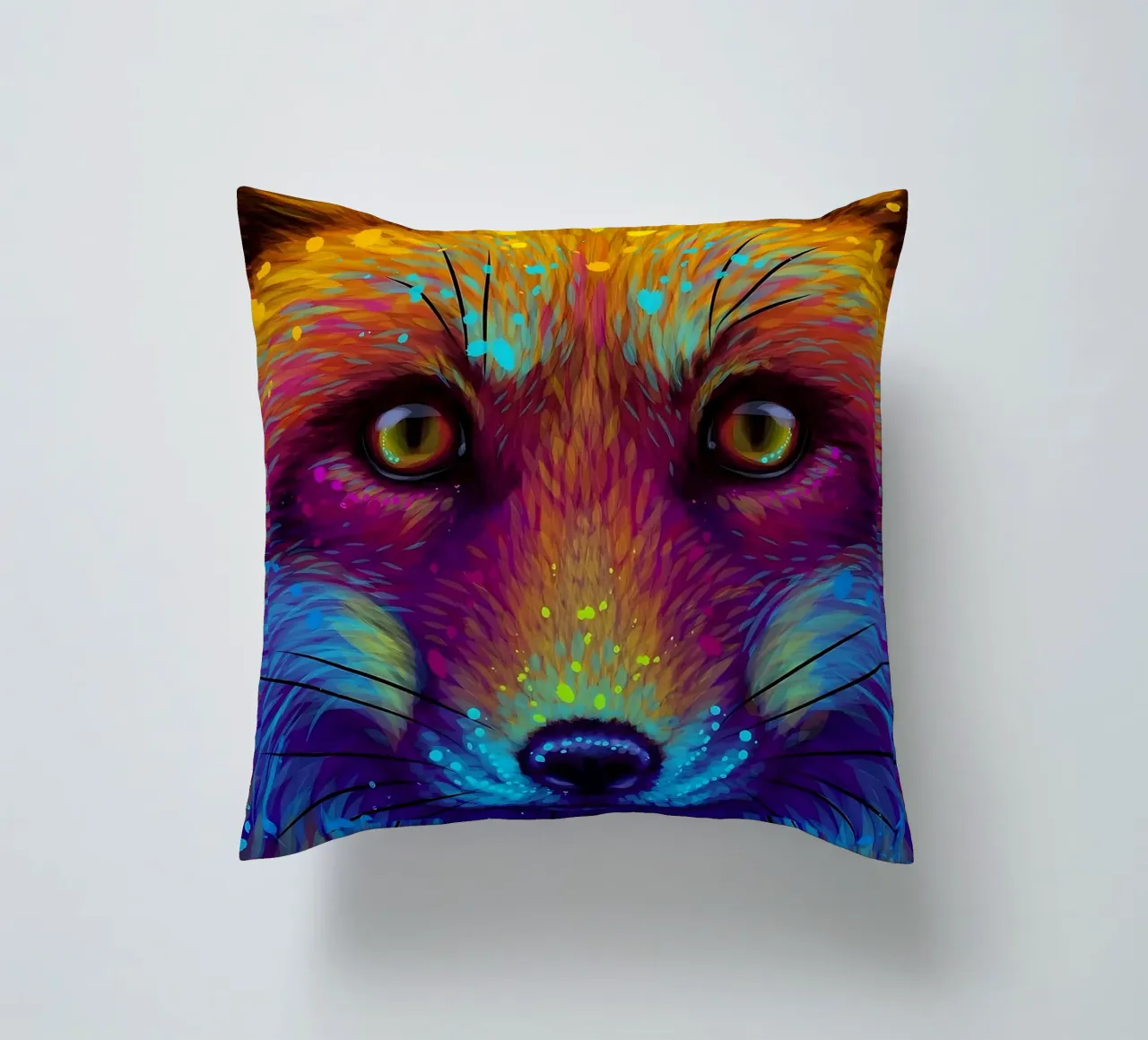 Colorful Fox decorative cushion by Delaplane