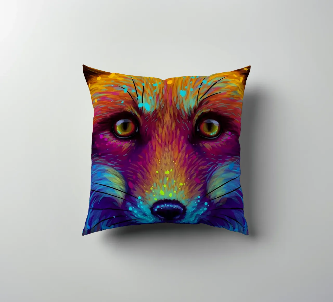 Colorful Fox decorative cushion by Delaplane