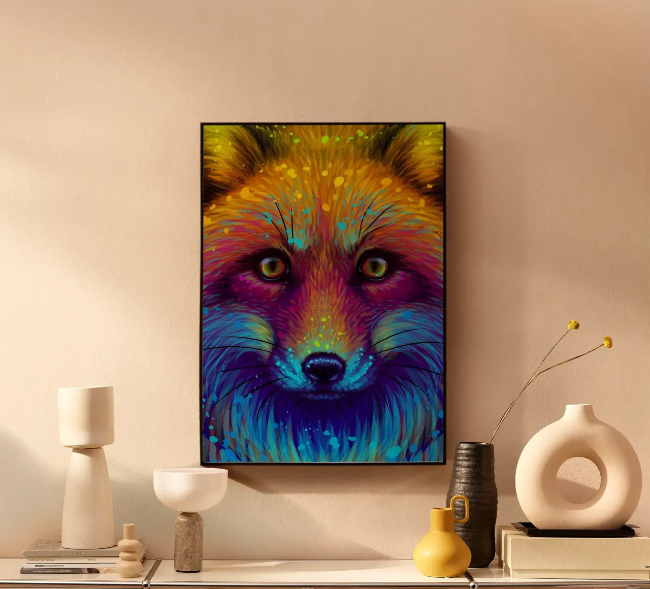 Colorful Fox acrylic glass by Delaplane