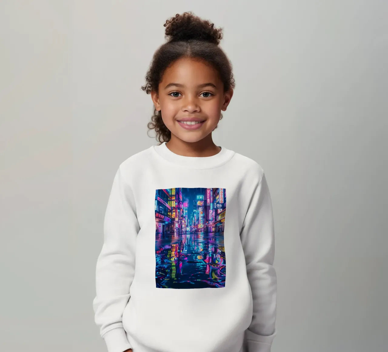 Cyberpunk Neon City kids sweatshirt by Ginnery