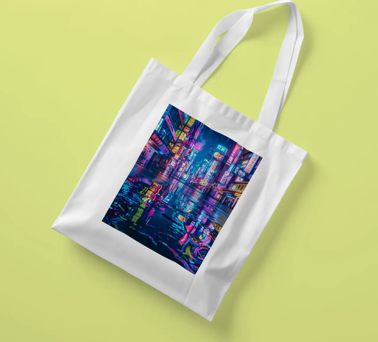 Cyberpunk Neon City tote bag by Ginnery
