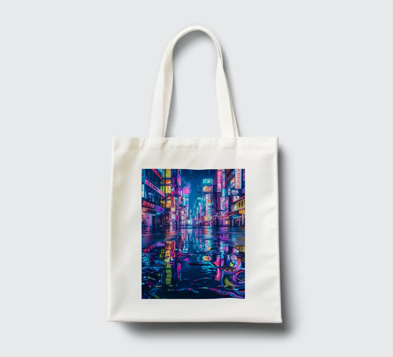 Cyberpunk Neon City tote bag by Ginnery