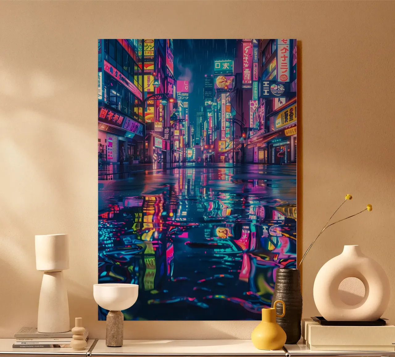 Cyberpunk Neon City acrylic glass by Ginnery