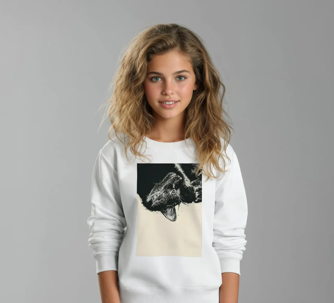 Portrait du chat noir sweat enfant de Mikesell