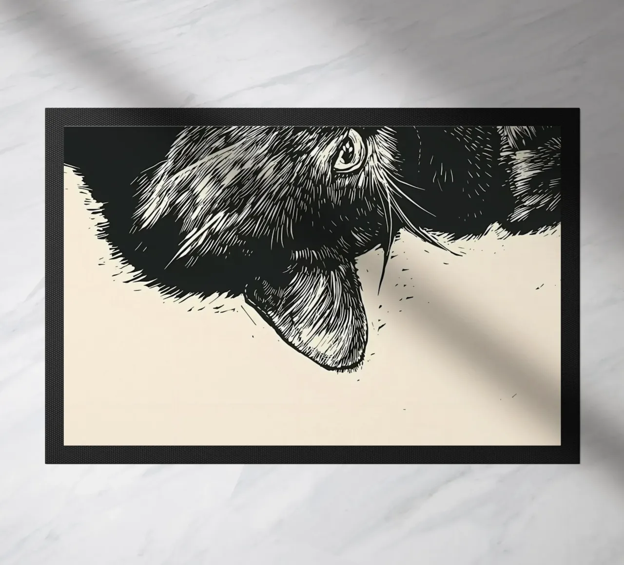 Black Cat Portrait doormat by Mikesell