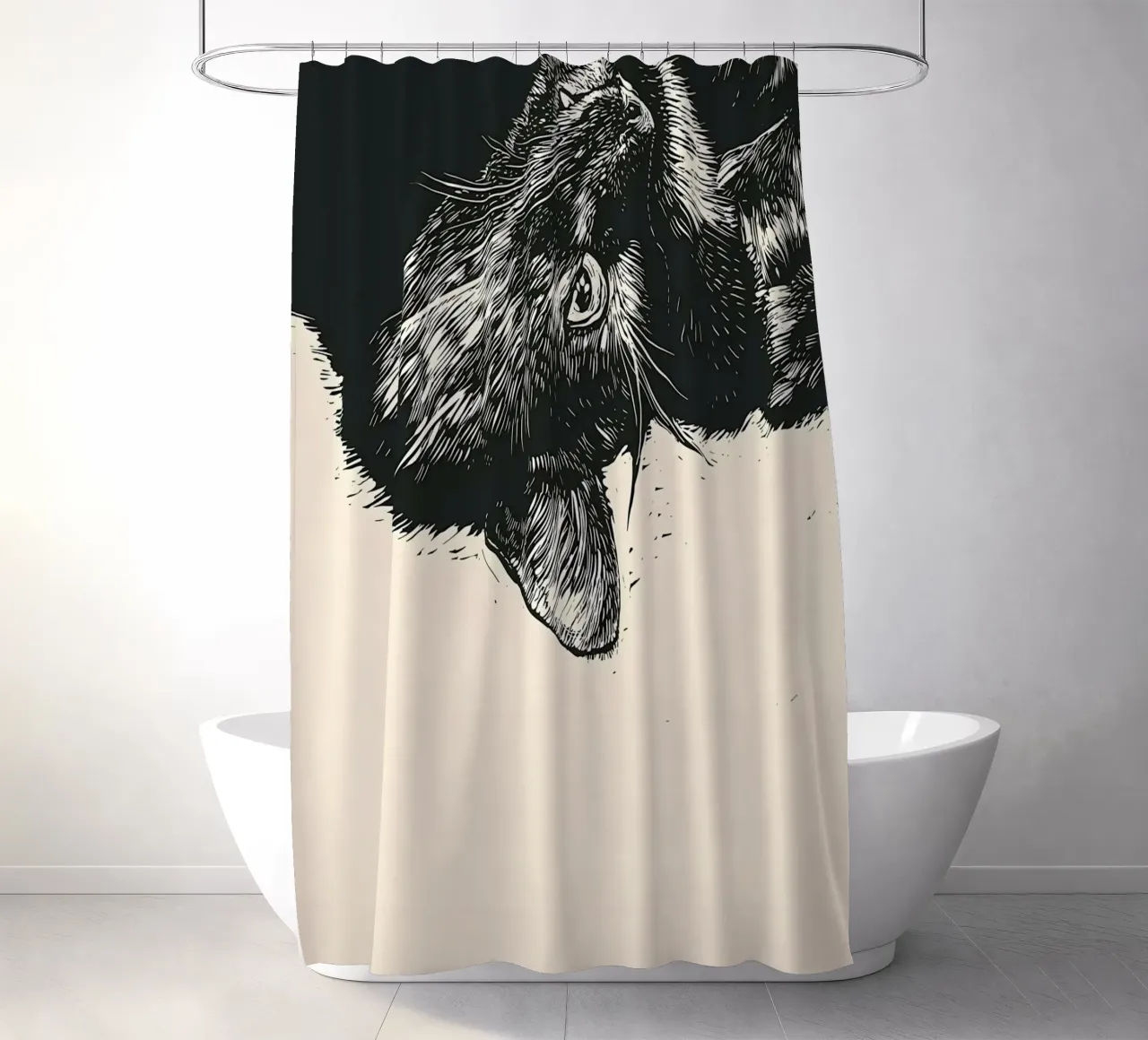 Black Cat Portrait shower curtain by Mikesell