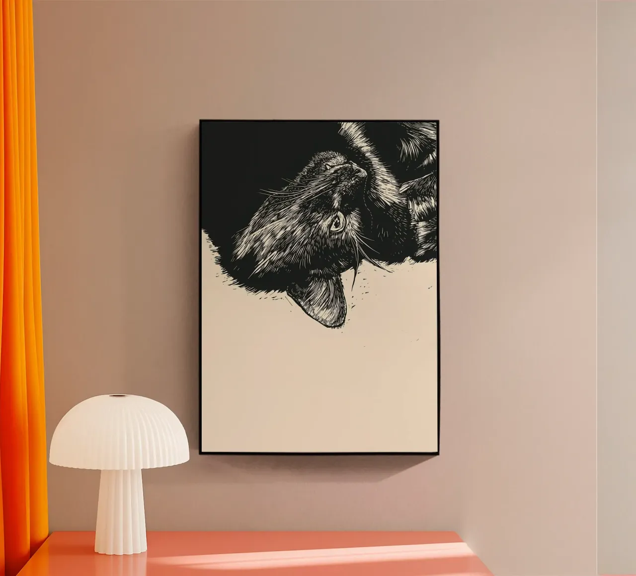 Portret zwarte kat acryl van Mikesell