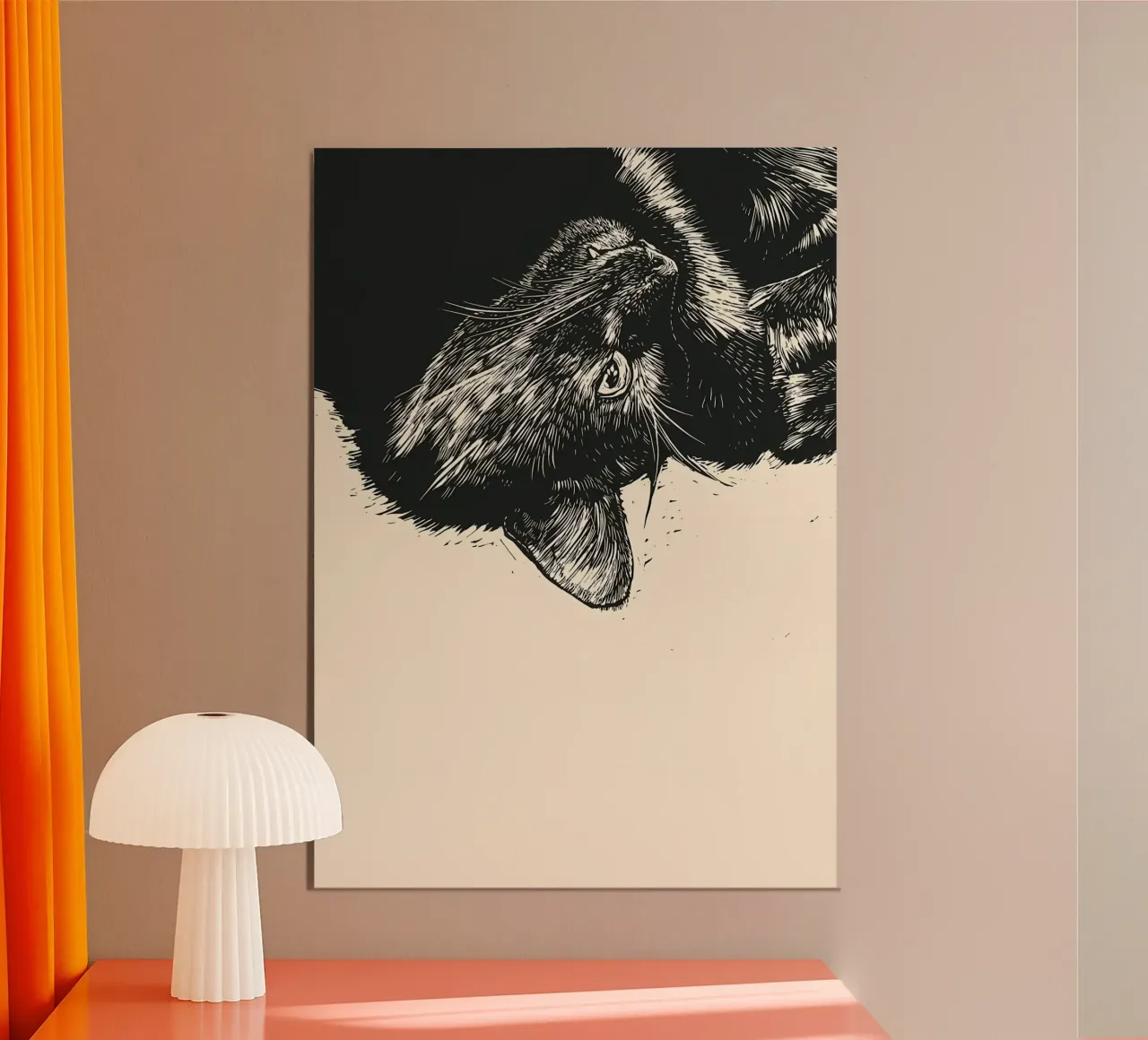 Black Cat Portrait hahnemühle by Mikesell