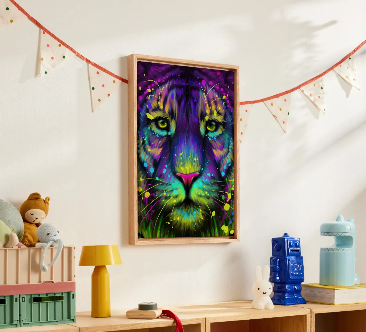 Kleurrijke tijger canvas met Baklijst van Delaplane