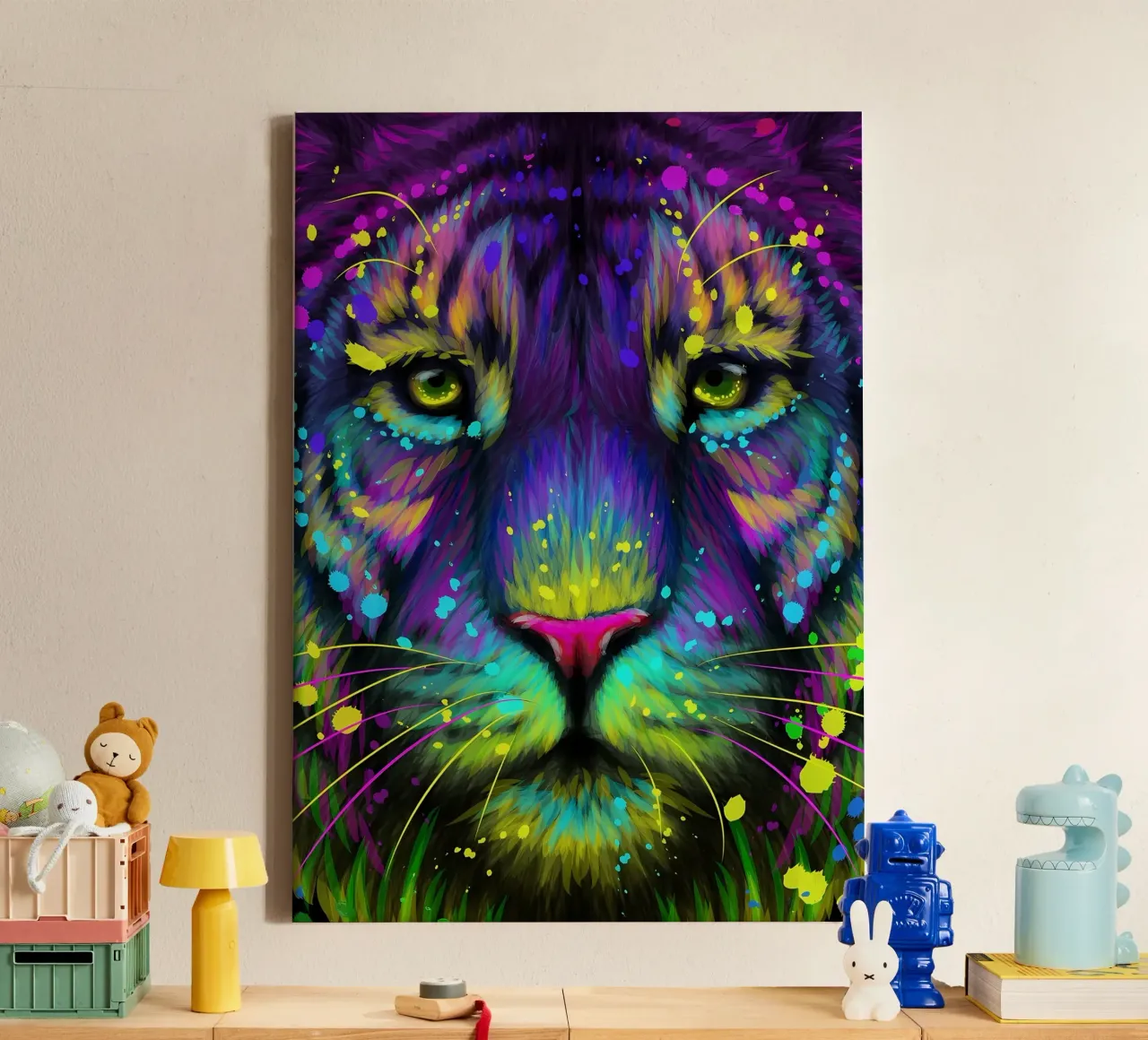 Kleurrijke tijger canvas met Baklijst van Delaplane
