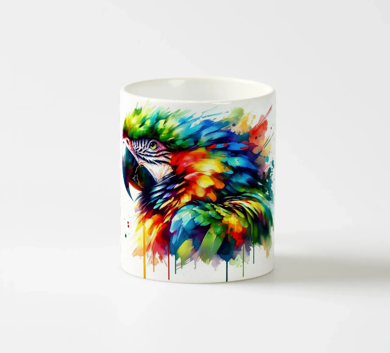 Essenza tropicale del pappagallo vibrante tazza in ceramica da Chromatic Fusion Studio