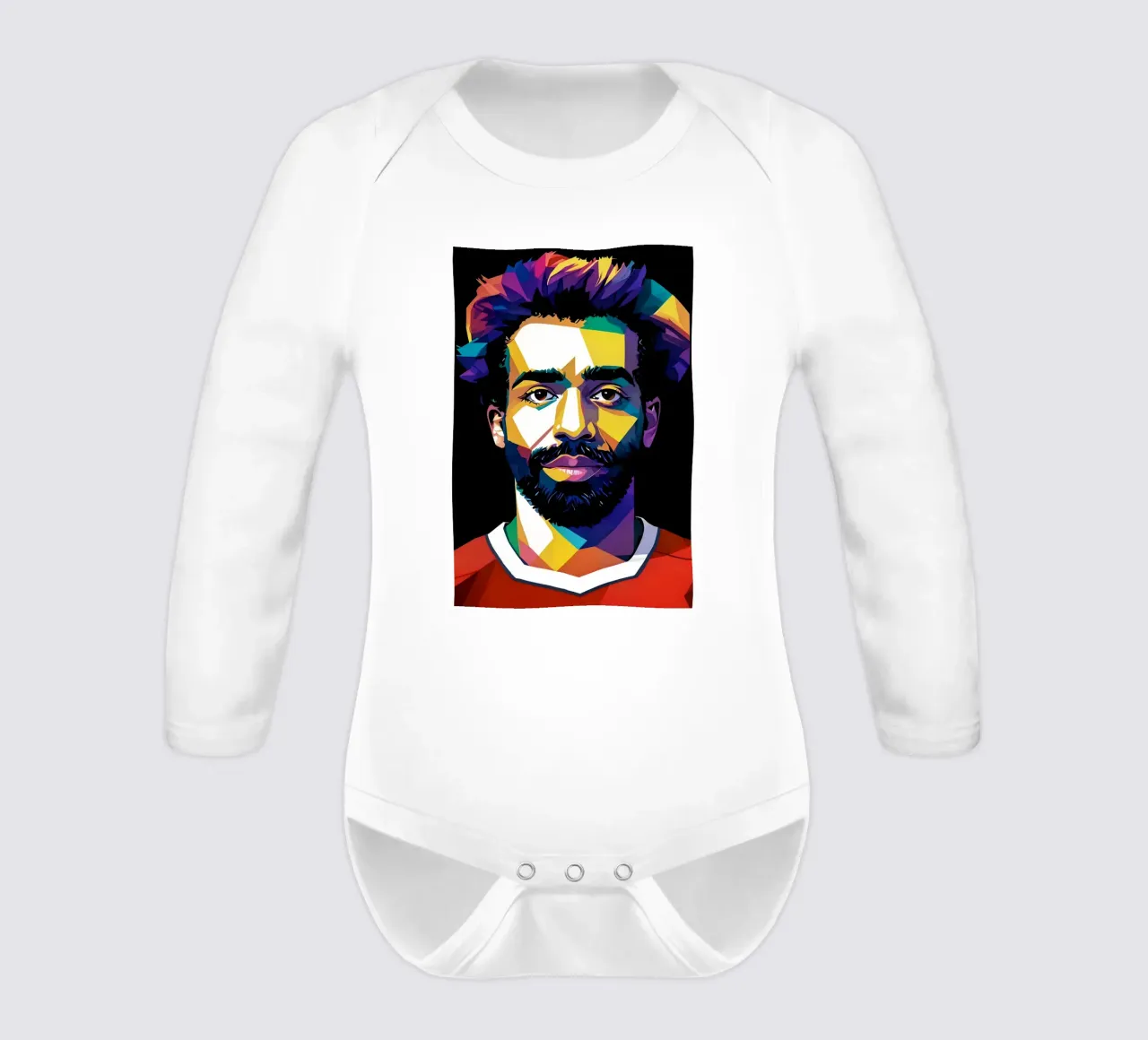Mohammed Salah portrait long-sleeve baby romper by BONANZA