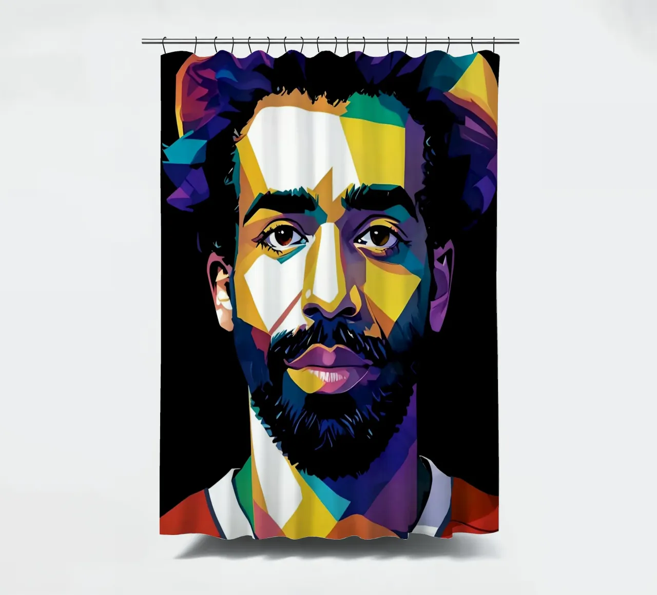 Mohammed Salah portrait shower curtain by BONANZA