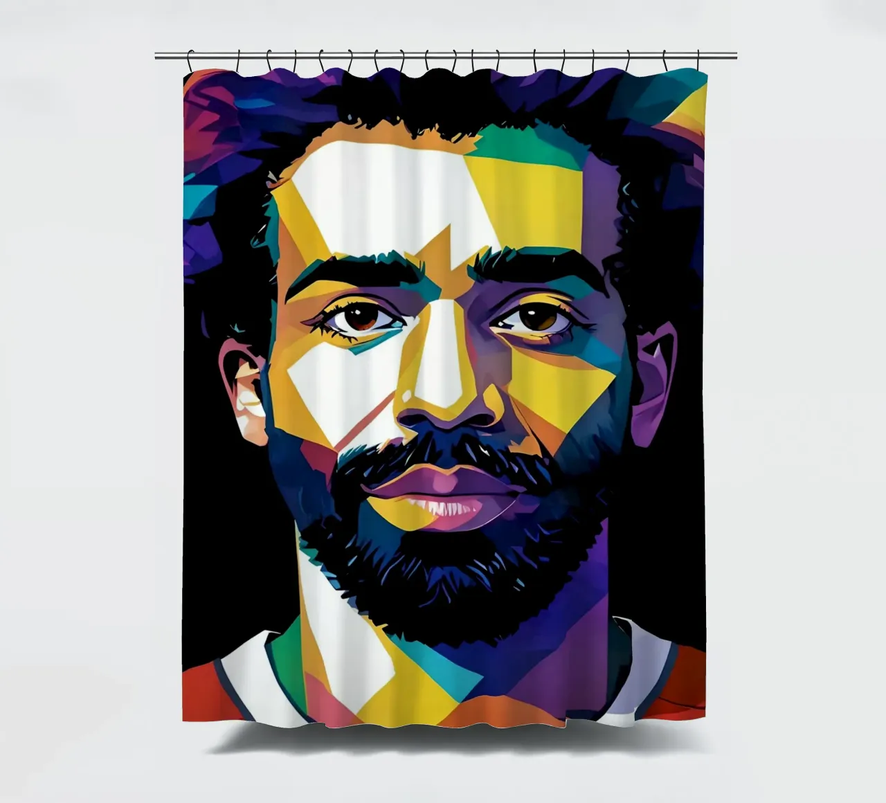 Mohammed Salah portrait shower curtain by BONANZA