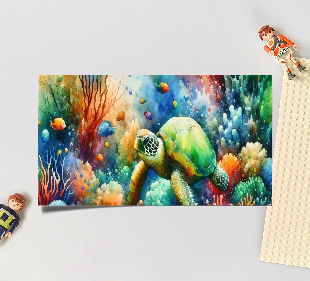 Undersea Encounter Turtle Meets Fish sticker sheet by Chromatic Fusion Studio