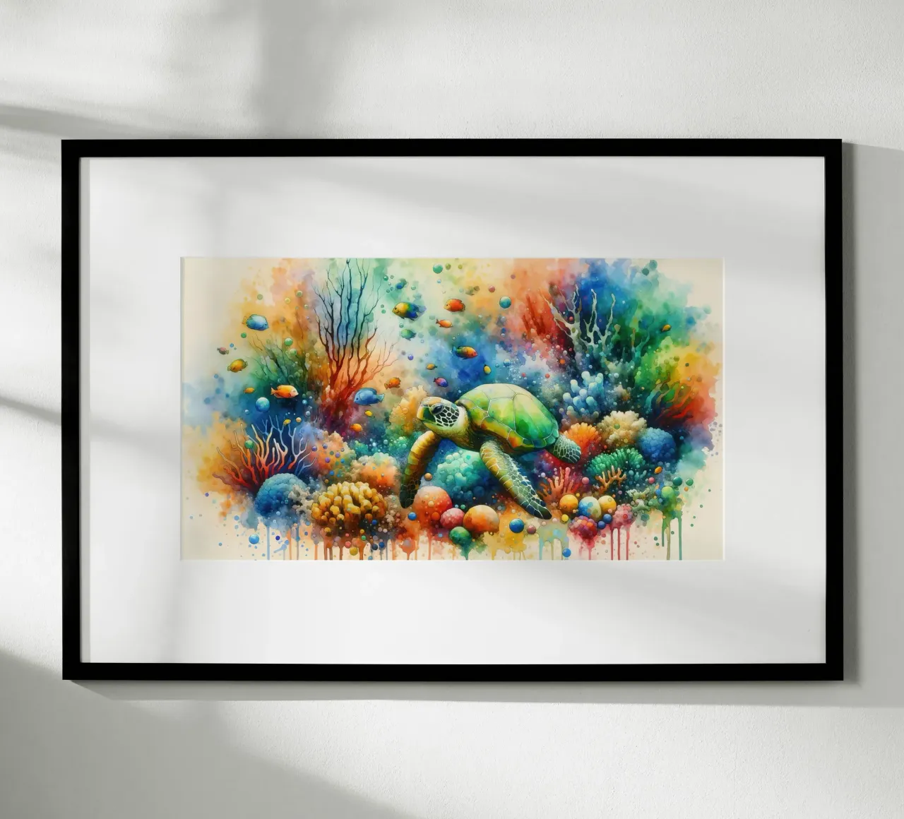 Incontro sottomarino La tartaruga incontra il pesce carta hahnemühle da Chromatic Fusion Studio