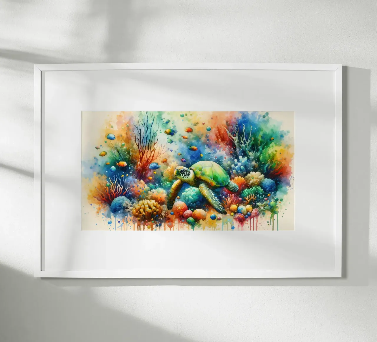 Incontro sottomarino La tartaruga incontra il pesce carta hahnemühle da Chromatic Fusion Studio