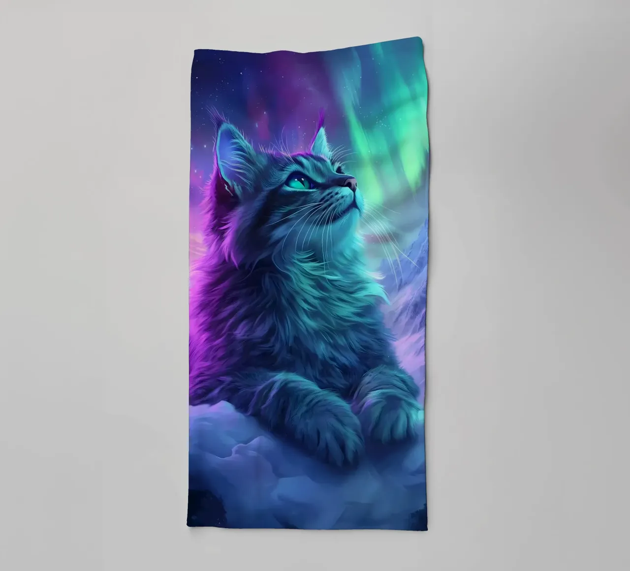 Gatto dell'aurora boreale asciugamano da bagno da Ginnery