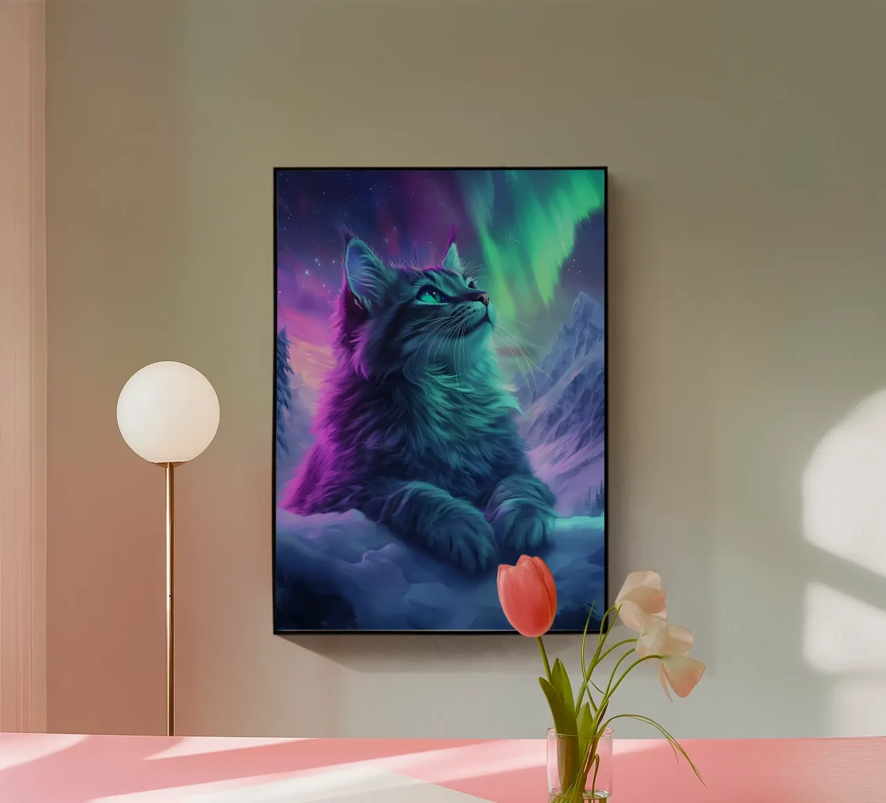 Gatto dell'aurora boreale plexiglass da Ginnery