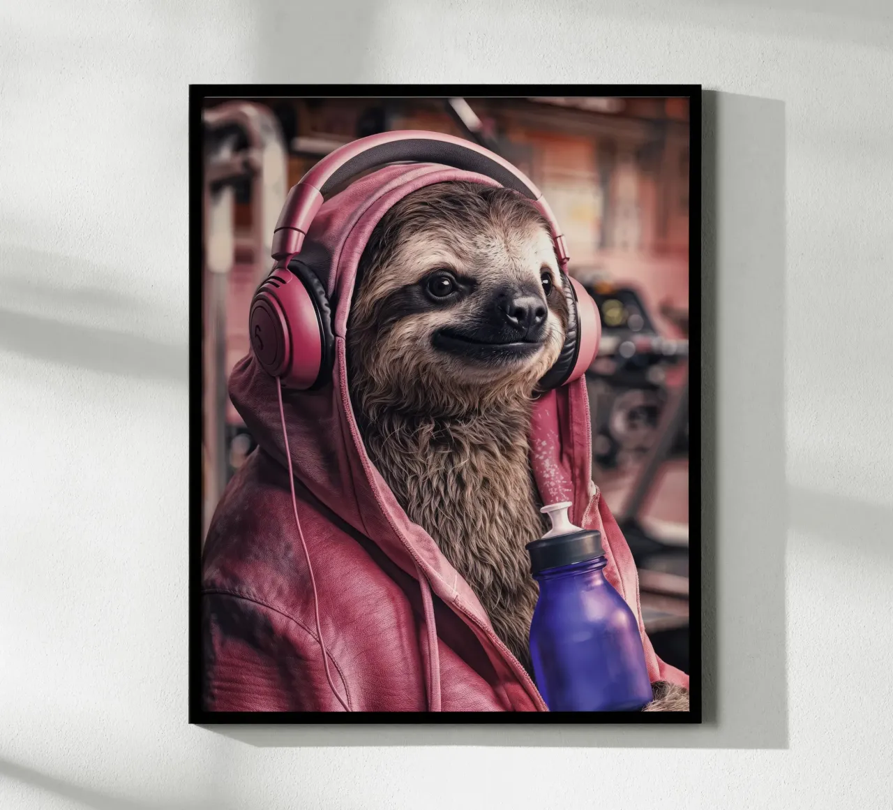 Fitness Faultier im Gym, Sport, lustige Tier Hahnemühle von SlothStella