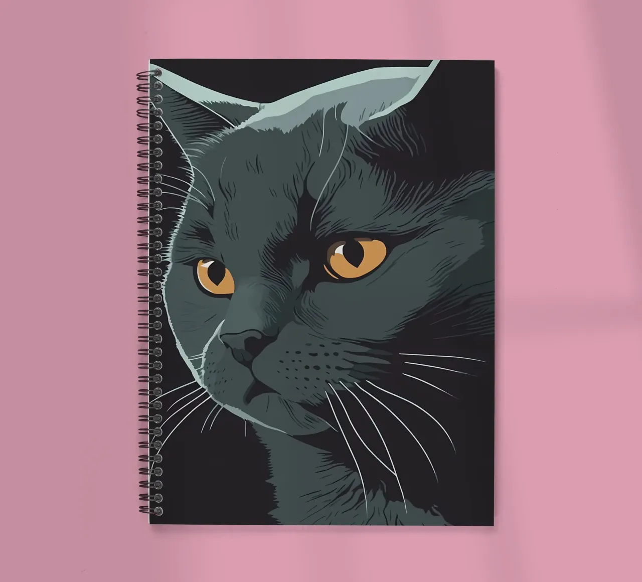 Black Cat Portrait spiral notebook by Mikesell