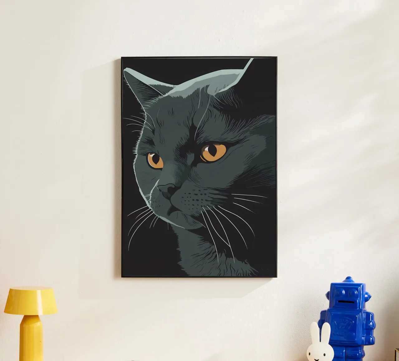 Black Cat Portrait alu-dibond by Mikesell