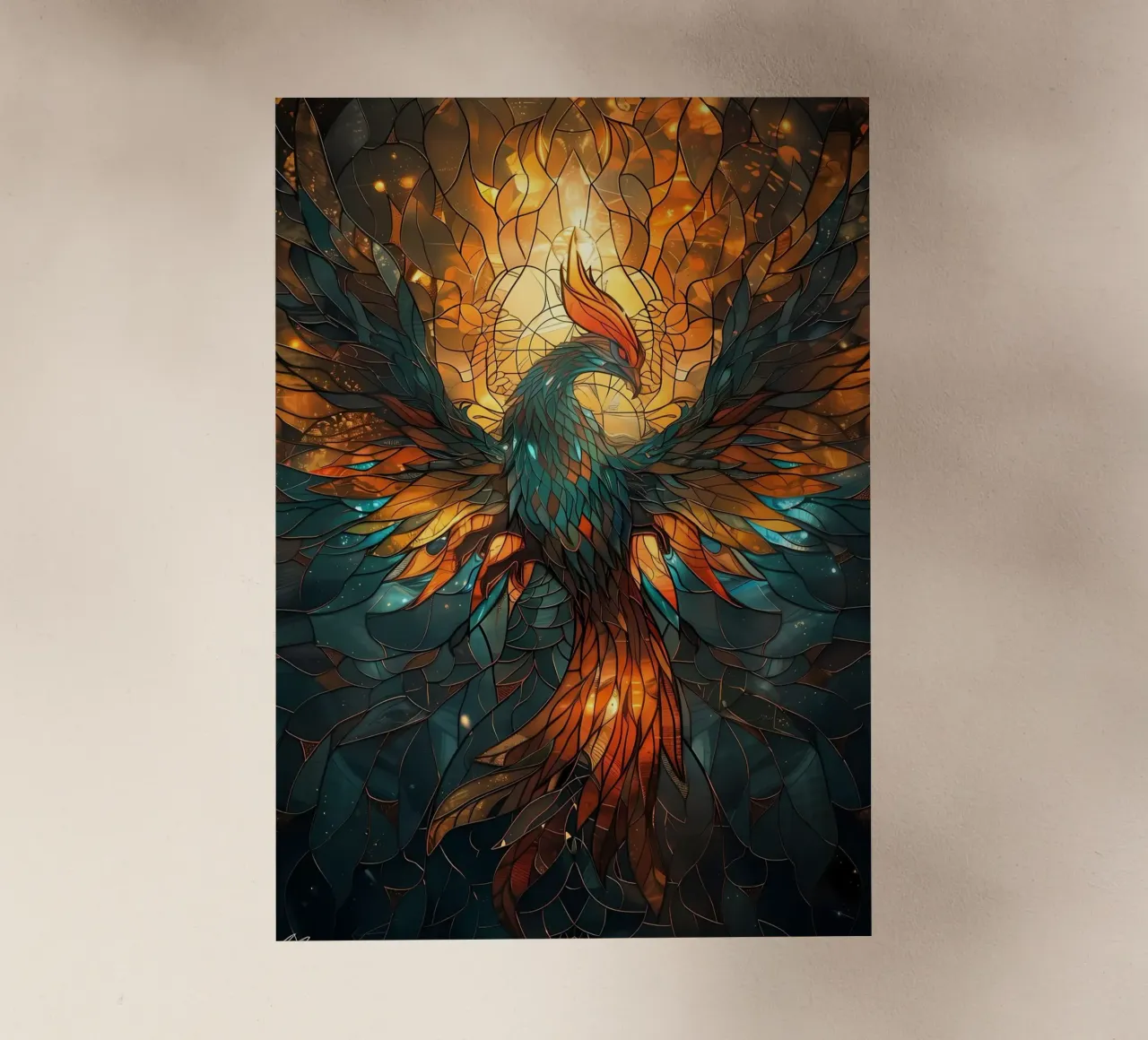 Uccello Fenice Kintsugi pellicola backlit da Ginnery
