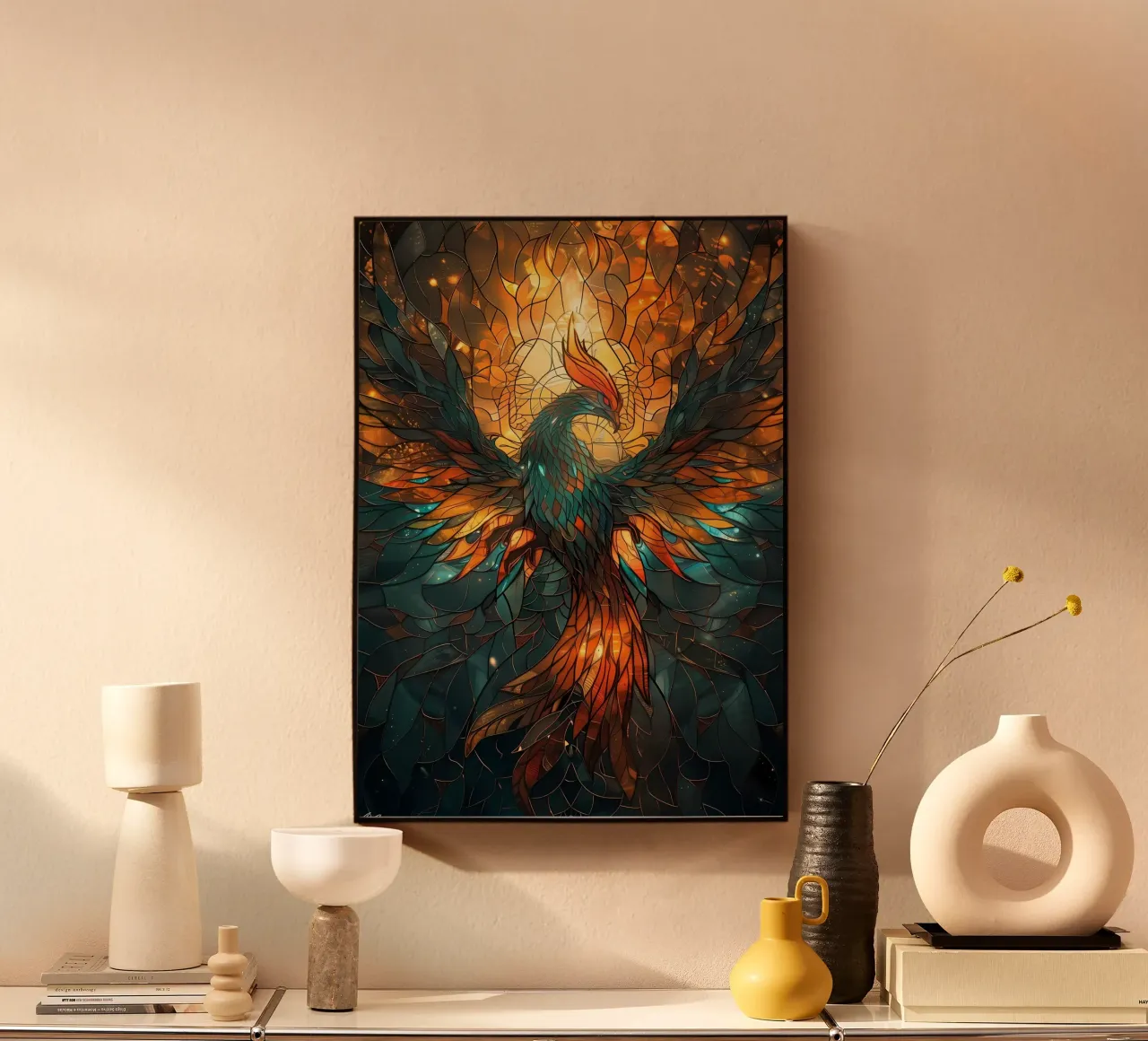 Uccello Fenice Kintsugi plexiglass da Ginnery