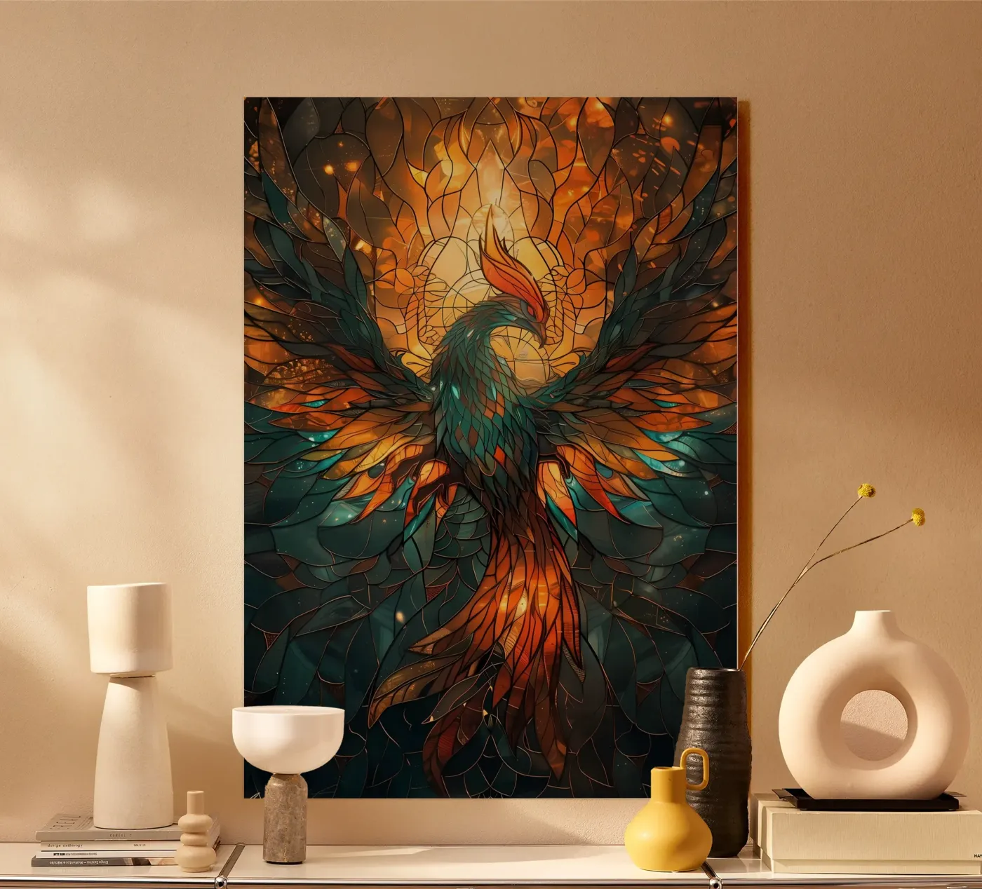 Uccello Fenice Kintsugi plexiglass da Ginnery