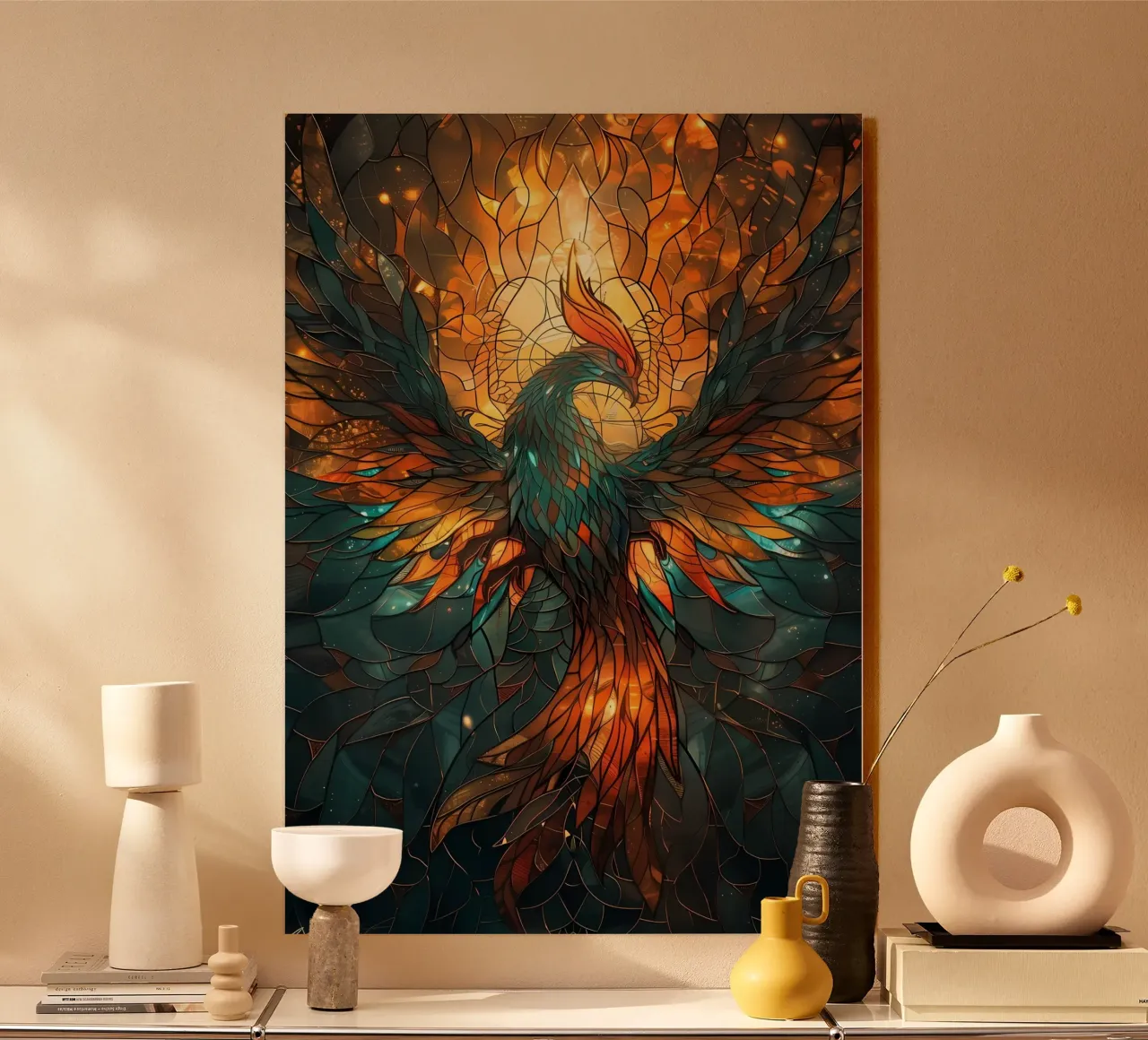 Uccello Fenice Kintsugi plexiglass da Ginnery